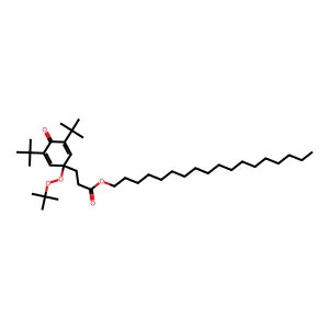 2,5-Cyclohexadiene-1-propanoic acid, 3,5-bis(1,1-dimethylethyl)-1-((1,1-dimethylethyl)dioxy)-4-oxo-, octadecyl ester structure
