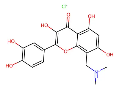Flavone, 8-dimethylaminomethyl-3,3',4',5,7-pentahydroxy-, hydrochloride structure