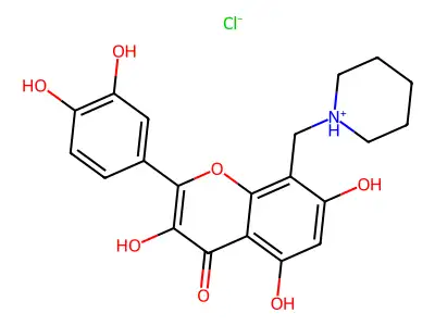 Flavone, 3,3',4',5,7-pentahydroxy-8-piperidinomethyl-, hydrochloride structure