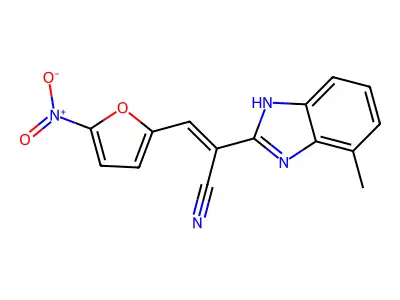 2-(4-methyl-1H-benzimidazol-2-yl)-3-(5-nitro-2-furanyl)-2-propenenitrile structure