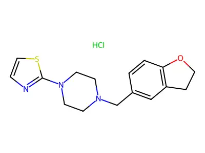1-((2,3-Dihydro-5-benzofuranyl)methyl)-4-thiazol-2-ylpiperazinium chloride structure