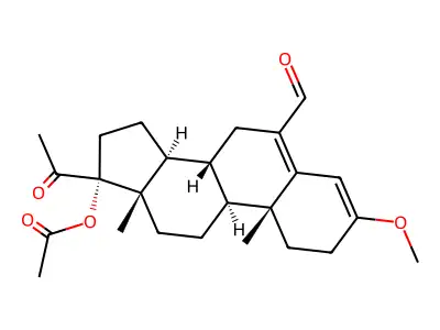 17-(Acetyloxy)-3-methoxy-20-oxopregna-3,5-diene-6-carboxaldehyde structure
