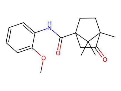 N-(2-methoxyphenyl)-4,7,7-trimethyl-3-oxobicyclo[2.2.1]heptane-1-carboxamide structure