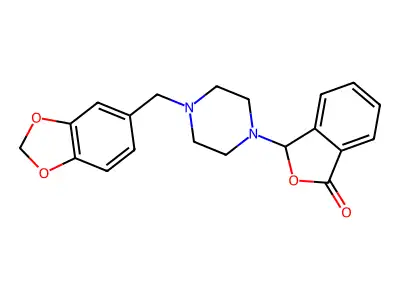 3-[4-(1,3-benzodioxol-5-ylmethyl)piperazin-1-yl]-2-benzofuran-1(3H)-one structure