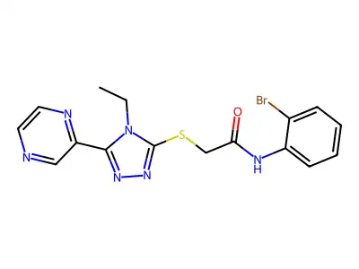 N-(2-BR-PH)-2-((4-Ethyl-5-(2-pyrazinyl)-4H-1,2,4-triazol-3-YL)thio)acetamide structure