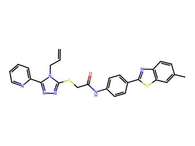 N-[4-(6-methyl-1,3-benzothiazol-2-yl)phenyl]-2-{[4-(prop-2-en-1-yl)-5-(pyridin-2-yl)-4H-1,2,4-triazol-3-yl]sulfanyl}acetamide structure