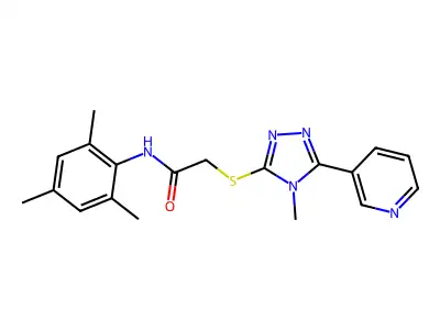 2-{[4-methyl-5-(pyridin-3-yl)-4H-1,2,4-triazol-3-yl]sulfanyl}-N-(2,4,6-trimethylphenyl)acetamide structure