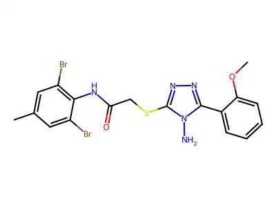 2-[4-amino-5-(2-methoxyphenyl)(1,2,4-triazol-3-ylthio)]-N-(2,6-dibromo-4-methy lphenyl)acetamide structure