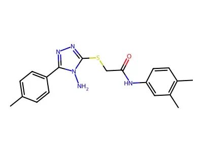 2-[4-amino-5-(4-methylphenyl)(1,2,4-triazol-3-ylthio)]-N-(3,4-dimethylphenyl)a cetamide structure