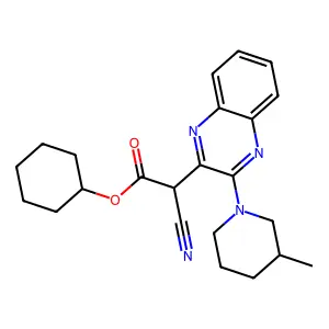 Cyclohexyl 2-cyano-2-[3-(3-methylpiperidin-1-yl)quinoxalin-2-yl]acetate structure