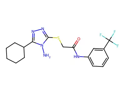 2-((4-amino-5-cyclohexyl-4H-1,2,4-triazol-3-yl)thio)-N-(3-(trifluoromethyl)phenyl)acetamide structure