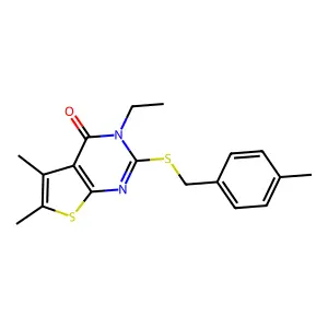 3-Ethyl-5,6-dimethyl-2-((4-methylbenzyl)thio)thieno(2,3-D)pyrimidin-4(3H)-one structure