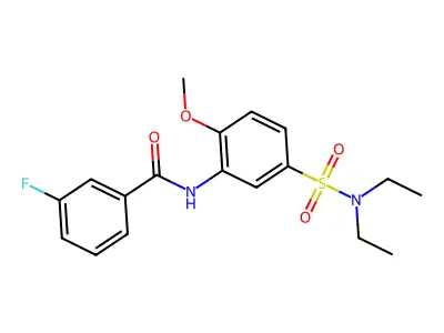 N-[5-(diethylsulfamoyl)-2-methoxyphenyl]-3-fluorobenzamide structure