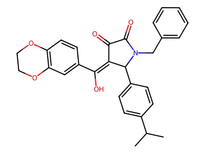 1-benzyl-4-(2,3-dihydro-1,4-benzodioxine-6-carbonyl)-3-hydroxy-5-[4-(propan-2-yl)phenyl]-2,5-dihydro-1H-pyrrol-2-one structure