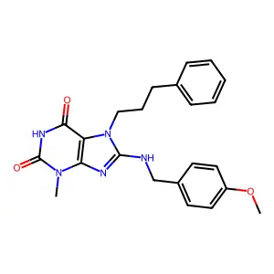 8-[(4-Methoxyphenyl)methylamino]-3-methyl-7-(3-phenylpropyl)purine-2,6-dione structure