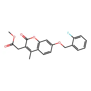 methyl {7-[(2-fluorobenzyl)oxy]-4-methyl-2-oxo-2H-chromen-3-yl}acetate structure