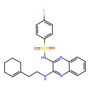 N-(3-((2-(cyclohex-1-en-1-yl)ethyl)amino)quinoxalin-2-yl)-4-fluorobenzenesulfonamide structure