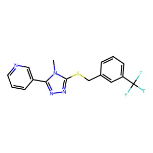 3-(4-methyl-5-{[3-(trifluoromethyl)benzyl]sulfanyl}-4H-1,2,4-triazol-3-yl)pyridine structure