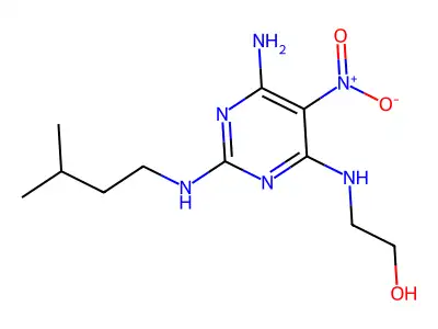 2-[[6-Amino-2-(3-methylbutylamino)-5-nitropyrimidin-4-yl]amino]ethanol structure