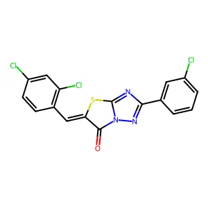 (5Z)-2-(3-chlorophenyl)-5-(2,4-dichlorobenzylidene)[1,3]thiazolo[3,2-b][1,2,4]triazol-6(5H)-one structure