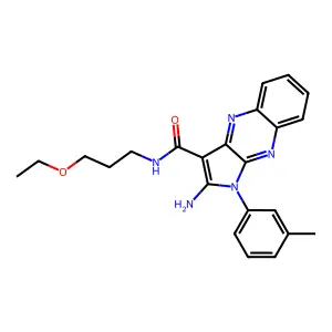 2-amino-N-(3-ethoxypropyl)-1-(3-methylphenyl)-1H-pyrrolo[2,3-b]quinoxaline-3-carboxamide structure