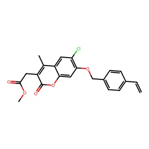 methyl {6-chloro-7-[(4-ethenylbenzyl)oxy]-4-methyl-2-oxo-2H-chromen-3-yl}acetate structure