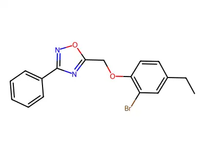 5-[(2-Bromo-4-ethylphenoxy)methyl]-3-phenyl-1,2,4-oxadiazole structure