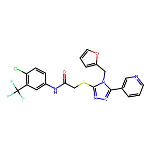 N-[4-chloro-3-(trifluoromethyl)phenyl]-2-{[4-(furan-2-ylmethyl)-5-(pyridin-3-yl)-4H-1,2,4-triazol-3-yl]sulfanyl}acetamide structure