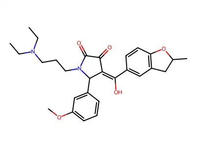 1-[3-(diethylamino)propyl]-3-hydroxy-5-(3-methoxyphenyl)-4-(2-methyl-2,3-dihydro-1-benzofuran-5-carbonyl)-2,5-dihydro-1H-pyrrol-2-one structure
