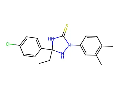 5-(4-Chlorophenyl)-2-(3,4-dimethylphenyl)-5-ethyl-1,2,4-triazolidine-3-thione structure