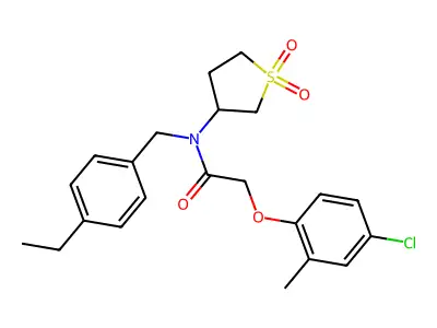 2-(4-chloro-2-methylphenoxy)-N-(1,1-dioxidotetrahydrothiophen-3-yl)-N-(4-ethylbenzyl)acetamide structure
