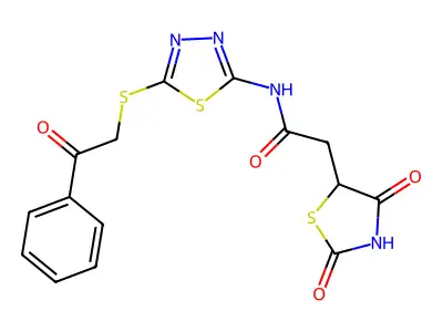 2-(2,4-dioxo-1,3-thiazolidin-5-yl)-N-{5-[(2-oxo-2-phenylethyl)sulfanyl]-1,3,4-thiadiazol-2-yl}acetamide structure