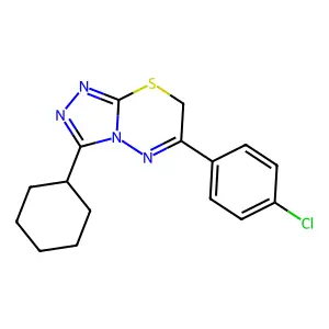 6-(4-chlorophenyl)-3-cyclohexyl-7H-[1,2,4]triazolo[3,4-b][1,3,4]thiadiazine structure