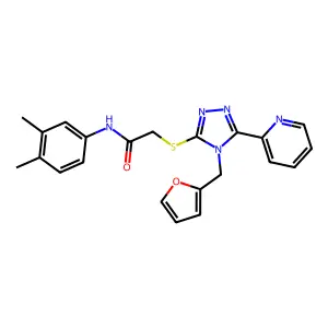 N-(3,4-dimethylphenyl)-2-{[4-(furan-2-ylmethyl)-5-(pyridin-2-yl)-4H-1,2,4-triazol-3-yl]sulfanyl}acetamide structure