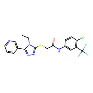 N-[4-chloro-3-(trifluoromethyl)phenyl]-2-{[4-ethyl-5-(pyridin-3-yl)-4H-1,2,4-triazol-3-yl]sulfanyl}acetamide structure