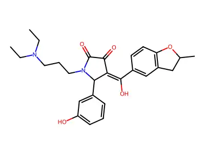 1-[3-(diethylamino)propyl]-3-hydroxy-5-(3-hydroxyphenyl)-4-(2-methyl-2,3-dihydro-1-benzofuran-5-carbonyl)-2,5-dihydro-1H-pyrrol-2-one structure