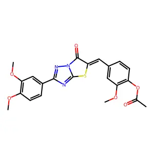 4-{(Z)-[2-(3,4-dimethoxyphenyl)-6-oxo[1,3]thiazolo[3,2-b][1,2,4]triazol-5(6H)-ylidene]methyl}-2-methoxyphenyl acetate structure