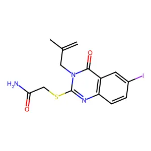 2-[6-Iodo-3-(2-methylprop-2-enyl)-4-oxoquinazolin-2-yl]sulfanylacetamide structure