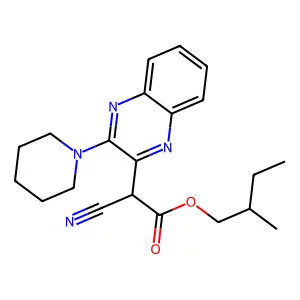 2-Methylbutyl 2-cyano-2-(3-(piperidin-1-yl)quinoxalin-2-yl)acetate structure