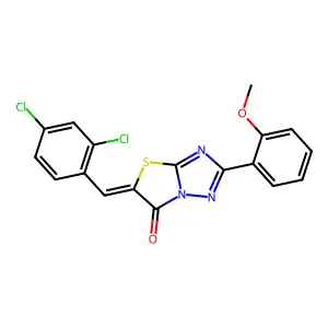 (5Z)-5-(2,4-dichlorobenzylidene)-2-(2-methoxyphenyl)[1,3]thiazolo[3,2-b][1,2,4]triazol-6(5H)-one structure