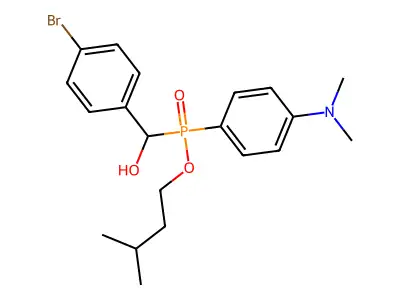 Isopentyl ((4-bromophenyl)(hydroxy)methyl)(4-(dimethylamino)phenyl)phosphinate structure