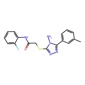 2-((4-amino-5-(m-tolyl)-4H-1,2,4-triazol-3-yl)thio)-N-(2-fluorophenyl)acetamide structure