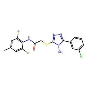 2-{[4-amino-5-(3-chlorophenyl)-4H-1,2,4-triazol-3-yl]sulfanyl}-N-(2,6-dibromo-4-methylphenyl)acetamide structure