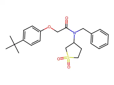 N-benzyl-2-(4-tert-butylphenoxy)-N-(1,1-dioxidotetrahydrothiophen-3-yl)acetamide structure
