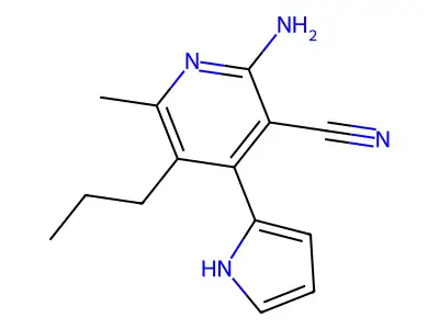 2-amino-6-methyl-5-propyl-4-(1H-pyrrol-2-yl)pyridine-3-carbonitrile structure