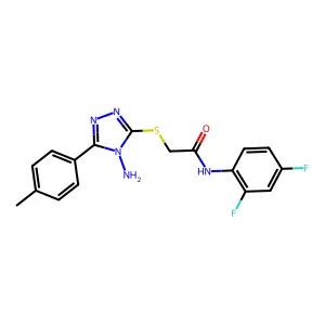 2-[4-amino-5-(4-methylphenyl)(1,2,4-triazol-3-ylthio)]-N-(2,4-difluorophenyl)a cetamide structure