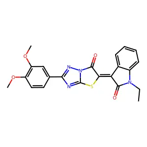 (3Z)-3-[2-(3,4-dimethoxyphenyl)-6-oxo[1,3]thiazolo[3,2-b][1,2,4]triazol-5(6H)-ylidene]-1-ethyl-1,3-dihydro-2H-indol-2-one structure