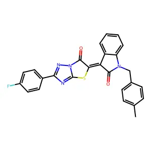 (3Z)-3-[2-(4-fluorophenyl)-6-oxo[1,3]thiazolo[3,2-b][1,2,4]triazol-5(6H)-ylidene]-1-(4-methylbenzyl)-1,3-dihydro-2H-indol-2-one structure