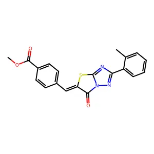 methyl 4-{(Z)-[2-(2-methylphenyl)-6-oxo[1,3]thiazolo[3,2-b][1,2,4]triazol-5(6H)-ylidene]methyl}benzoate structure