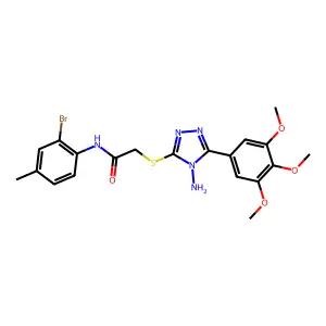 2-{[4-amino-5-(3,4,5-trimethoxyphenyl)-4H-1,2,4-triazol-3-yl]sulfanyl}-N-(2-bromo-4-methylphenyl)acetamide structure